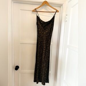 Zara Cheetah Print Satin Slip Dress
